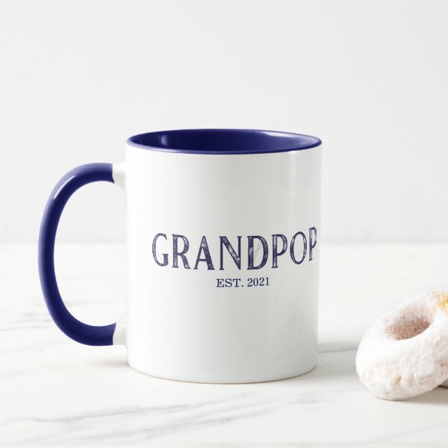 Mug Année de création de Grandpop Bleu (Avec donut)