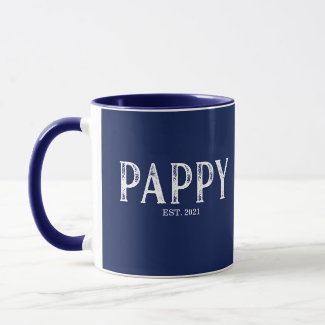 Mug Année de création de Pappy bleu marine (Gauche)