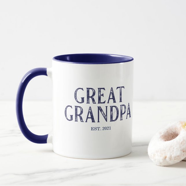 Mug Année de création du grand-père bleu marine (Avec donut)