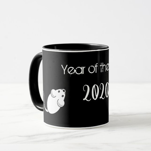 Mug Année de la souris Rat 2020 avec texte (Devant gauche)