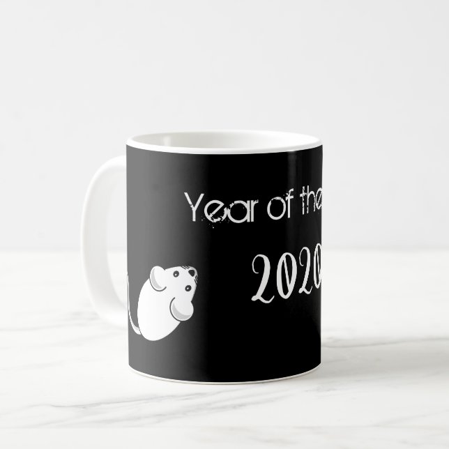 Mug Année de la souris Rat 2020 avec texte (Devant gauche)