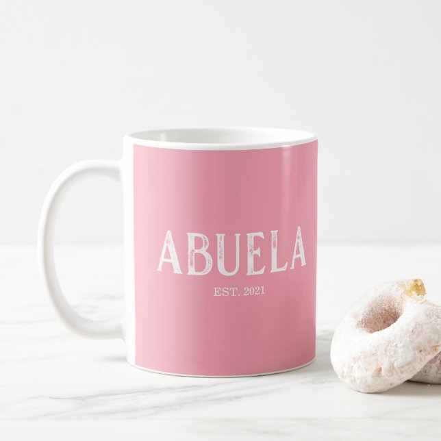 Mug Année d'établissement de Abuela rose (Avec donut)
