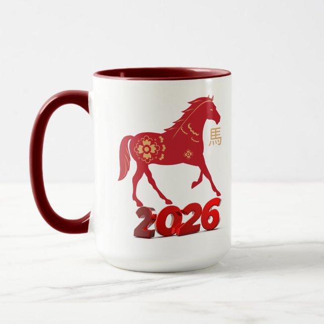 Mug Année du cheval 2026 (Gauche)
