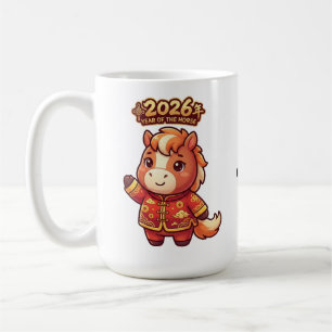 Mug Année du Cheval 2026 Adorable Art du Zodiaque Chin