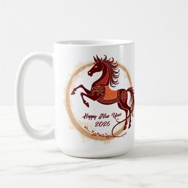 Mug Année du Cheval 2026 couleur Brown (Gauche)
