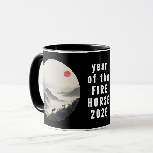 Mug Année du Cheval 2026 Nouvel An Chinois  (Devant gauche)