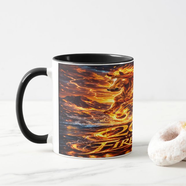 Mug Année du Cheval de Feu 2026 (Avec donut)