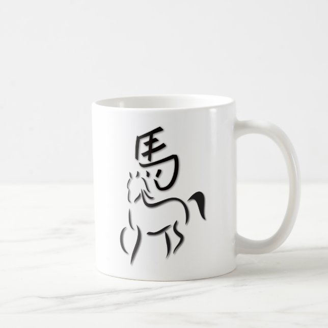 Mug Année du dessin de calligraphie de cheval (Droite)