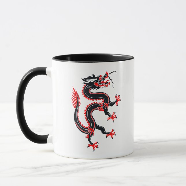 Mug Année du Dragon ~ Rouge, Noir et Blanc (Gauche)