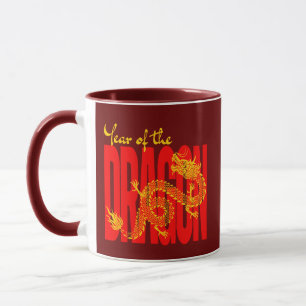 Mug Année du Dragon Rouge Or