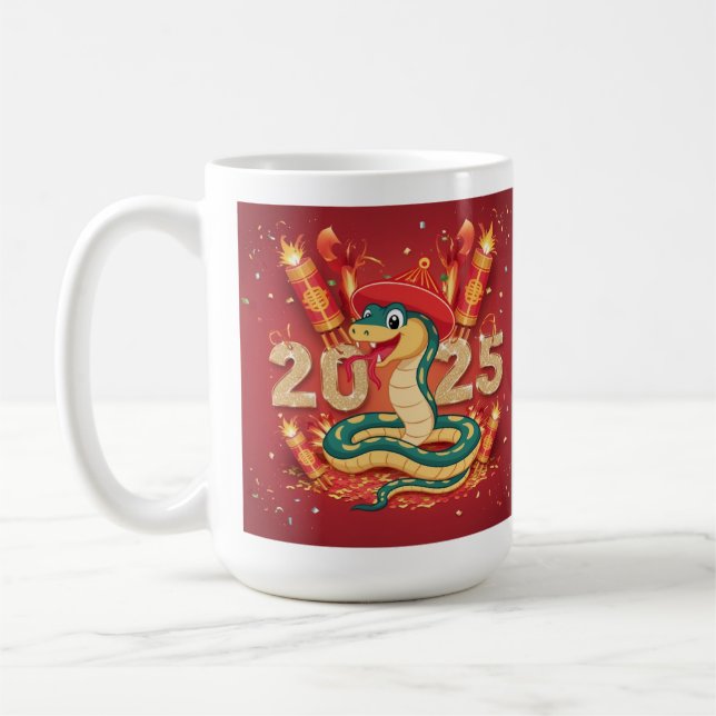 Mug Année du serpent 2025 serpent de bois  (Gauche)