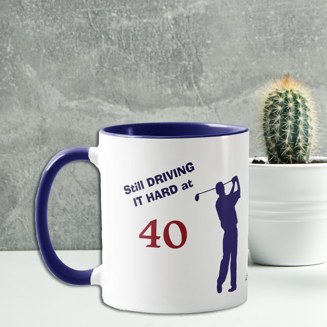 Mug Anniversaire 40 Golfer Blue Silhouette (Créateur téléchargé)