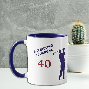 Mug Anniversaire 40 Golfer Blue Silhouette