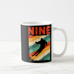 Mug anniversaire 9 ans rétro ski skieur garçon fille 9