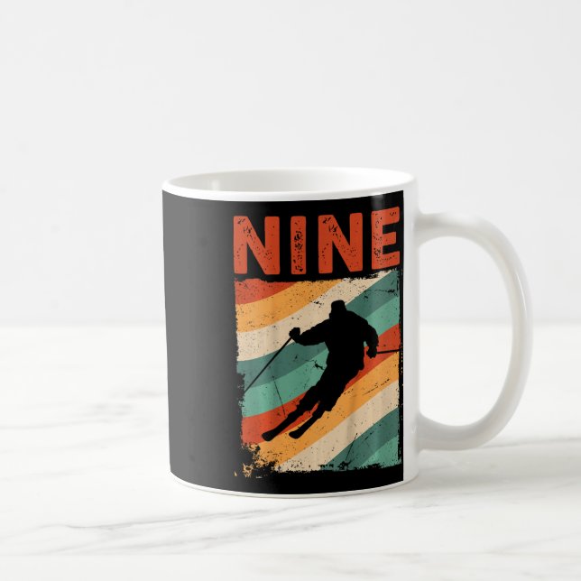 Mug Anniversaire 9 ans Ski rétro Ski garçons de 9 ans  (Droite)