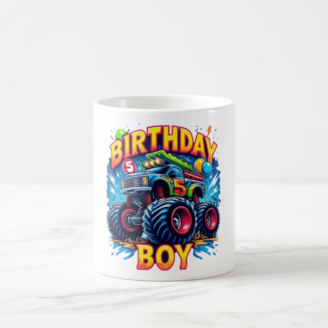 Mug Anniversaire Boy 5 - Camion Monster (Centre)
