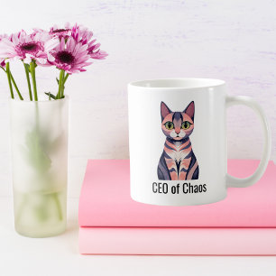 Mug Anniversaire Chat Drôle “PDG du Chaos” Maman de Ch
