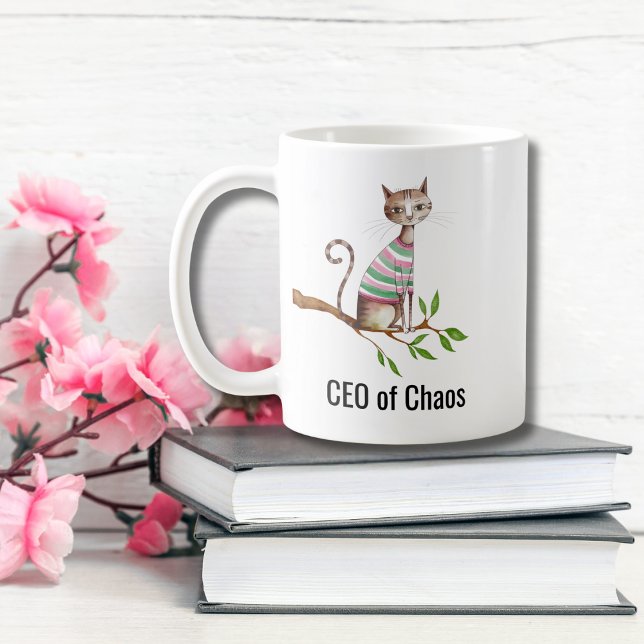 Mug Anniversaire Chat Drôle “PDG du Chaos” Maman de Ch (Créateur téléchargé)