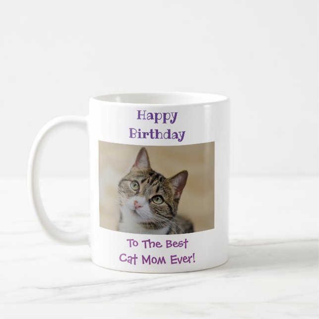 Mug Anniversaire Chat Maman Meilleur Jour Animal Photo (Gauche)