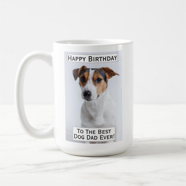 Mug Anniversaire Chien papa Meilleur Jour Animal Photo (Gauche)