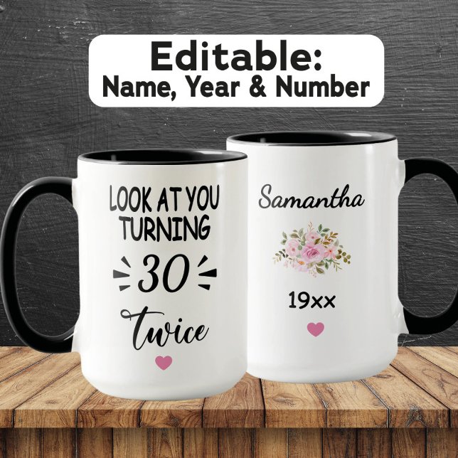 Mug Anniversaire de 60 ans drôle - Nom personnalisé &  (Créateur téléchargé)