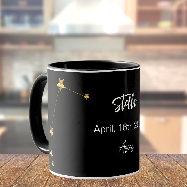 Mug Anniversaire de la constellation d'étoiles Black g (Créateur téléchargé)