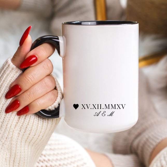 Mug Anniversaire de la date du chiffre romain personna (Créateur téléchargé)