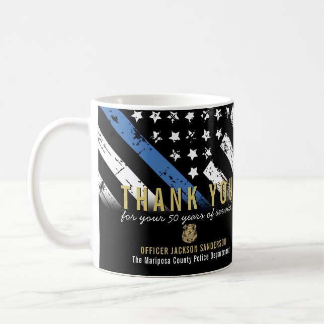 Mug Anniversaire de la retraite de la police Ligne ble (Gauche)