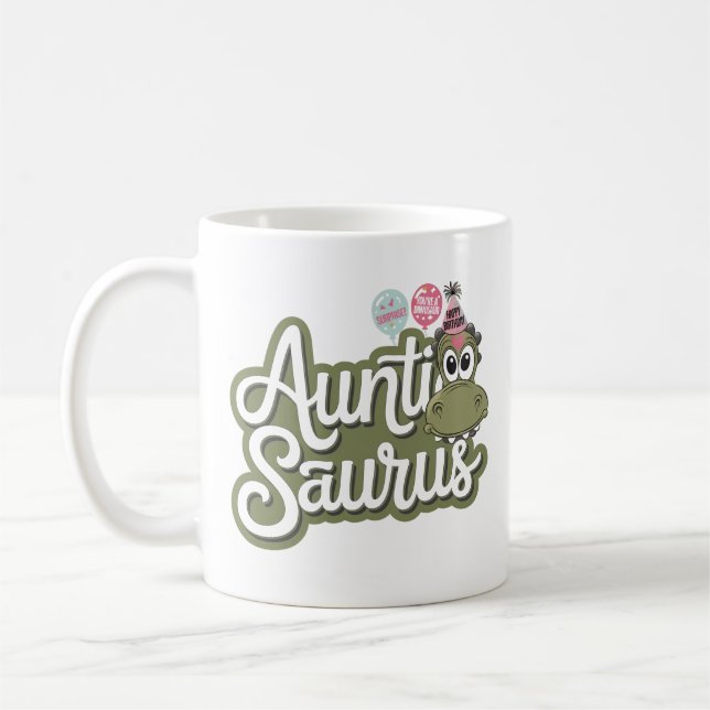 Mug Anniversaire de la Tante Saurus Drôle de Dinosaure (Gauche)