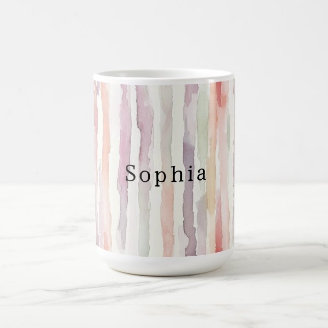 Mug Anniversaire de lavande Melon Rose Blanc Rayures (Centre)