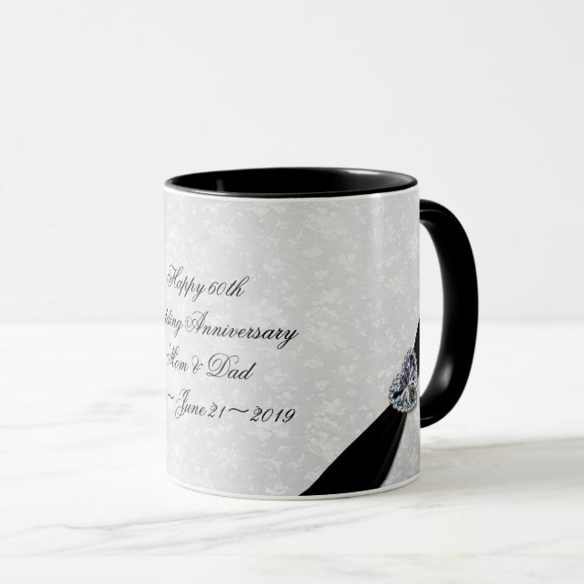 Mug Anniversaire de mariage de damassé soixantième (Devant droit)