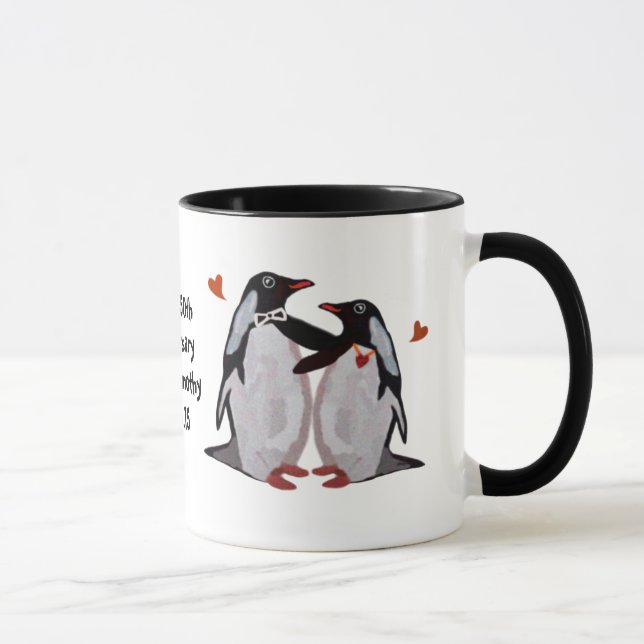 Mug Anniversaire de pingouin cinquantième (Droite)