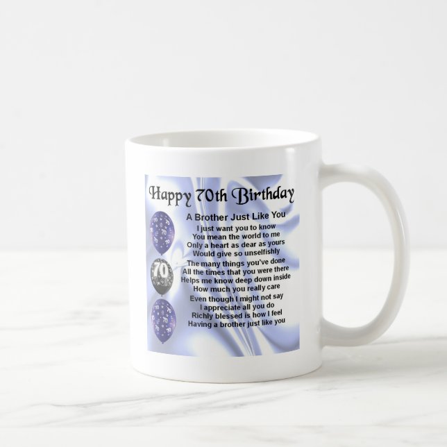 Mug Anniversaire de poème de frère soixante-dixième (Droite)