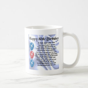Mug Anniversaire de poème de papa quatre-vingtième