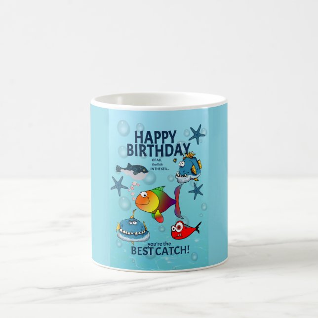 Mug Anniversaire de Poisson Drôle (Centre)