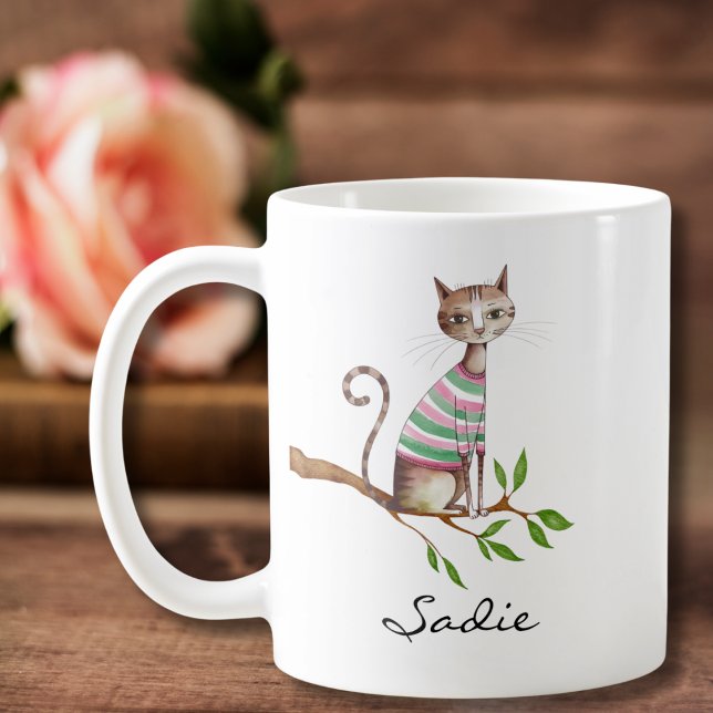 Mug Anniversaire Drôle Chat Cute Chat Maman Personnali (Créateur téléchargé)