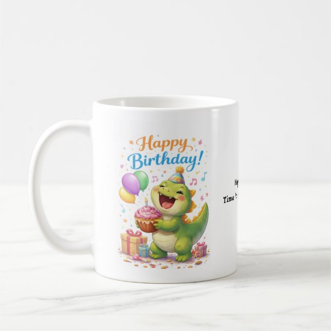 Mug Anniversaire Drôle de Dinosaure – “C'est l'heu (Gauche)