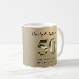 Mug Anniversaire du 50e Mariage d'or métallique