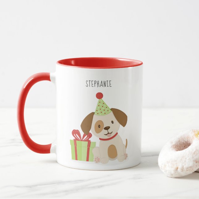 Mug Anniversaire du Chiot mignon (Avec donut)