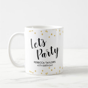 Mug Anniversaire Gold Faux Foil Confetti Nom personnal