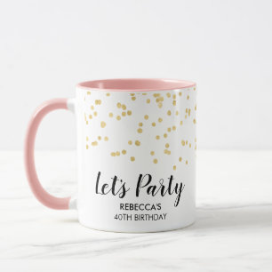Mug Anniversaire Gold Faux Foil Confetti Nom personnal
