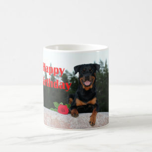 Mug anniversaire heureux de rottweiler