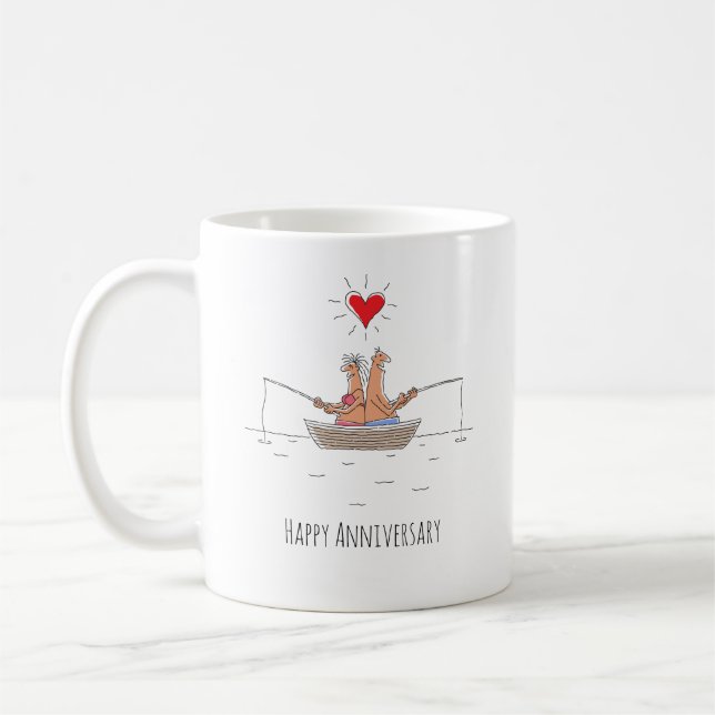Mug Anniversaire mariage Marié Couple Coeur de pêche (Gauche)