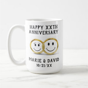 Mug Anniversaire mignon Cartoon Or Mariages Cercles