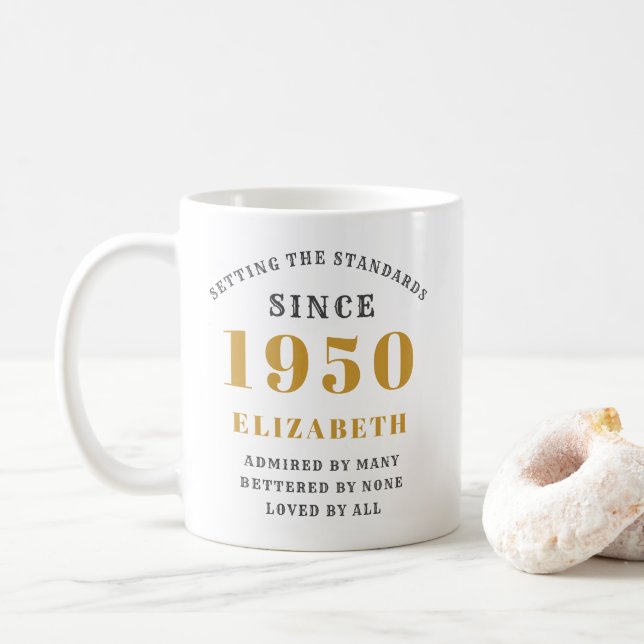 Mug Anniversaire Personnalisé 1950 Ajouter Votre Nom É (Avec donut)