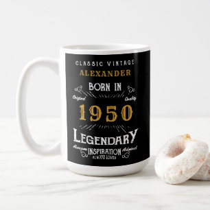 Mug Anniversaire personnalisé 1950 Legendary Black Gol