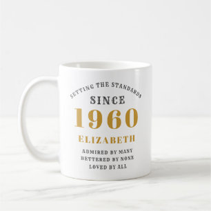 Mug Anniversaire Personnalisé 1960 Élégant Ajouter Vot