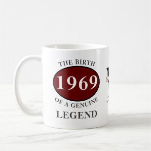 Mug Anniversaire personnalisé 1969 Monogramme Nom Lége
