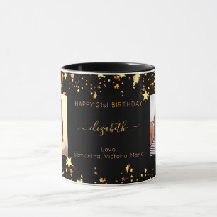 Mug Anniversaire photo personnalisée noir or meilleurs