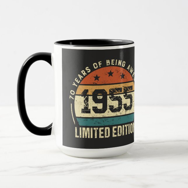 Mug Anniversaire Rétro 70 ans 1955  (Gauche)
